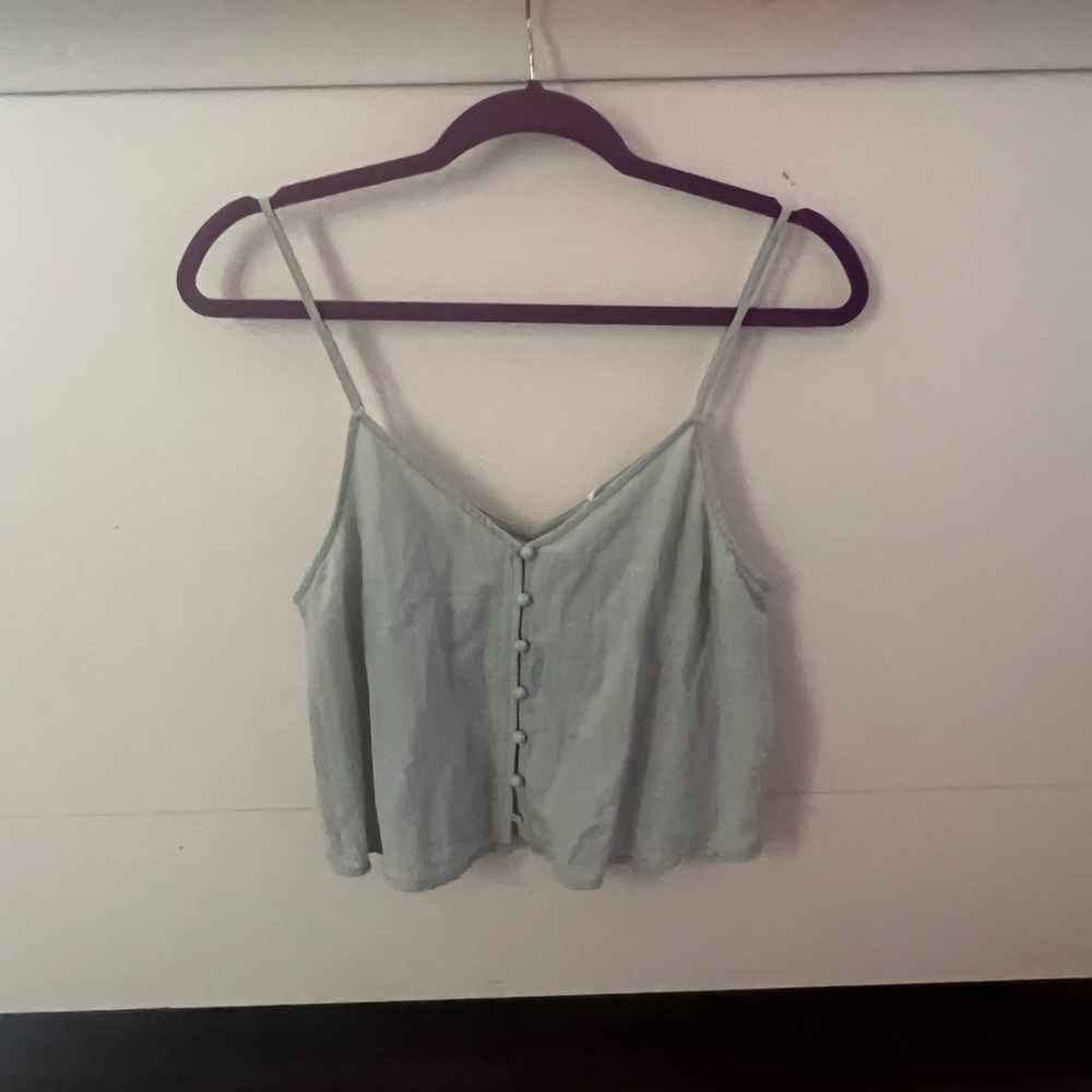 Teal/Blue Button Up Tank-Top